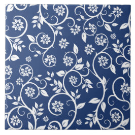 blau-weißes Blumenmuster Fliese