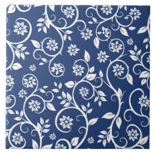 blau-weißes Blumenmuster Fliese