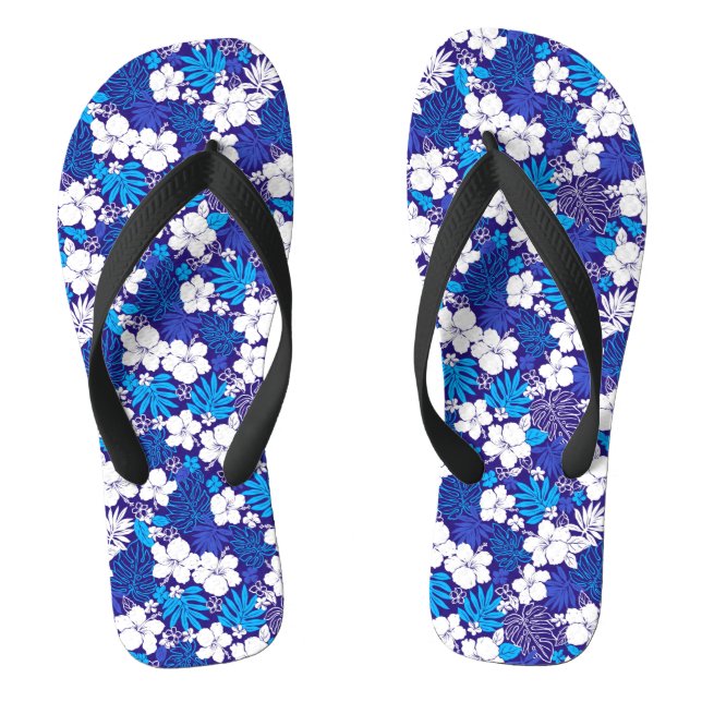 Blau-weißes Blumenmuster  Flip Flops (Fußbett)