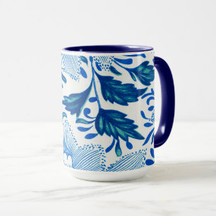 Blau-weißes Blumenmuster Tasse