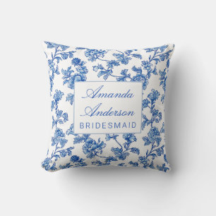 Blau-weißes Chinoiserie-Brautjungferngeschenk Kissen