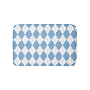 Blau-weißes Diamant-Geometrisches Muster Badematte