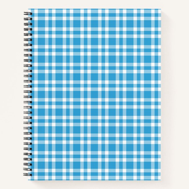 Blau-weißes Karomuster Notizbuch (Vorderseite)