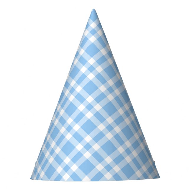 Blau-weißes Karomuster Partyhütchen (Vorderseite)