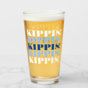 Blau-Weißes Kippis-Bierglas Glas