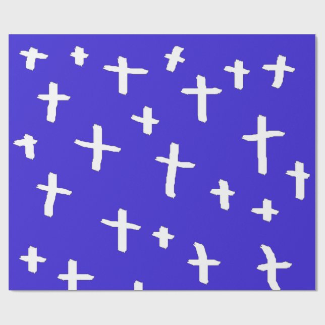 blau weißes Kreuz Geschenkpapier (Flach)