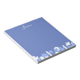 Blau-weißes minimalistisches Blumen-Notizbuch Notizblock