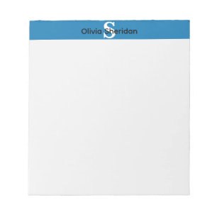 Blau-weißes Monogramm-Notizbuch Notizblock