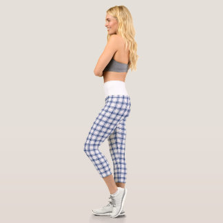 Blau-weißes nautisches Karo Capri Leggings