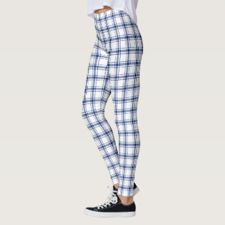 Blau-weißes nautisches Karo Leggings
