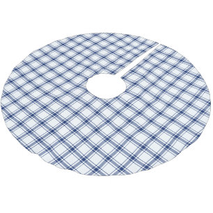 Blau-weißes nautisches Karo Polyester Weihnachtsbaumdecke