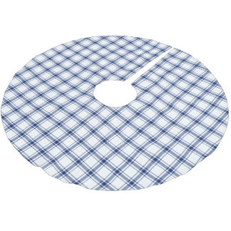Blau-weißes nautisches Karo Polyester Weihnachtsbaumdecke