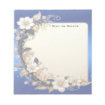 Blau-weißes Notizbuch mit Blumenverzierung
