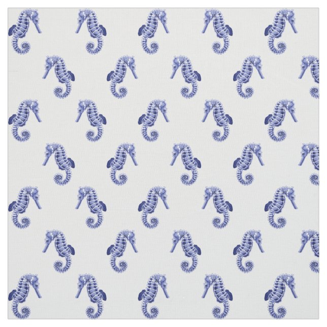 Blau-weißes Seepferd Stoff (Muster)