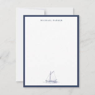 Blau-weißes Segelboot Maritim Dankeskarte