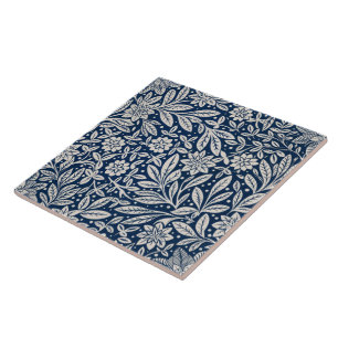 Blau-weißes vintage Blumenmuster Fliese