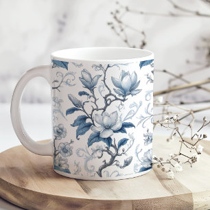 Blau-weißes vintage Blumenmuster Kaffeetasse