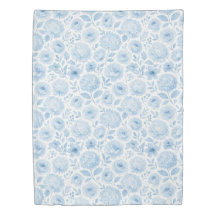 Blau-weißes Wasserfarben-Blumenmuster
