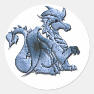 Blau Winged Drache-Aufkleber Runder Aufkleber