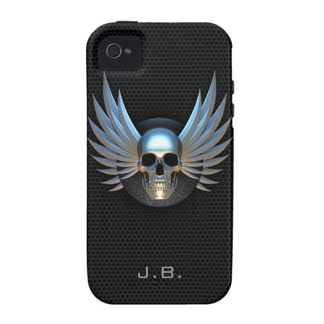 Blau Winged Schädel iPhone 4 Fall Case-Mate iPhone Hülle (Rückseite)