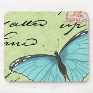 Blau-Winged Schmetterling auf aquamariner Mousepad