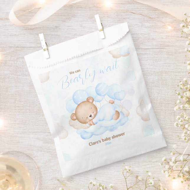 Blau wir frühzeitig abwarten Baby Dusche Geschenktütchen (Ausgeschnitten)