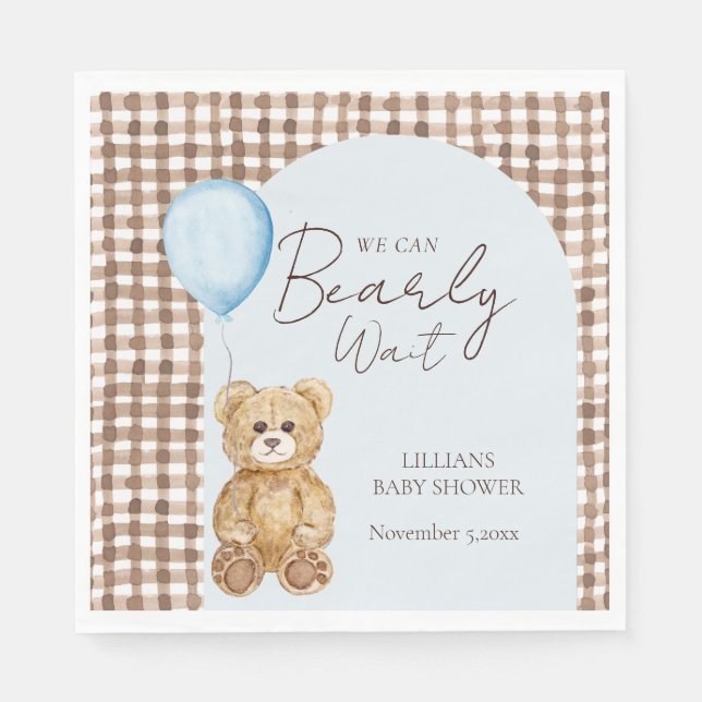 Blau wir frühzeitig abwarten Baby Dusche Serviette (Vorderseite)