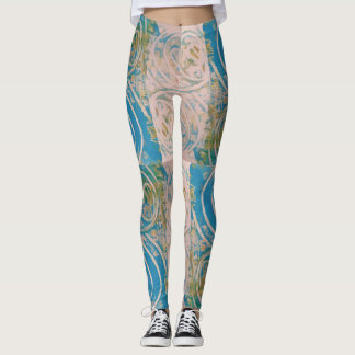 blau wirbelig leggings