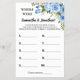 Blau Wo waren sie duschen zweisprachige Spielkarte Flyer