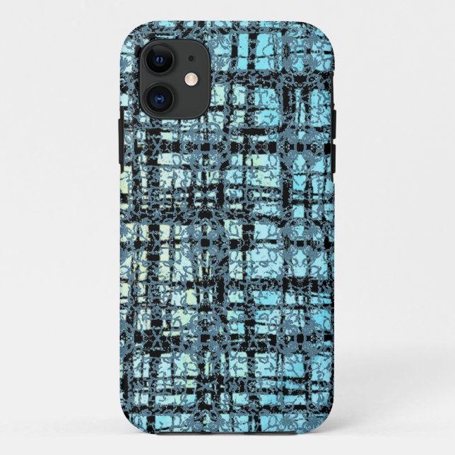 Blau X's und O's Pattern Black Karo Case-Mate iPhone Hülle (Rückseite)