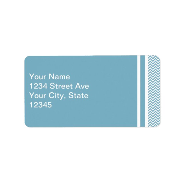 Blau Zickzack mit Monogramm Adressaufkleber (Vorne)