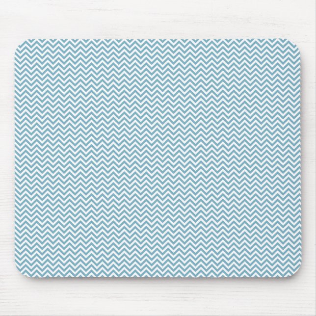 Blau Zickzack mit Monogramm Mousepad (Vorne)
