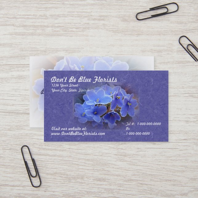 Blauafrikanische Violetten Visitenkarte (Vorderseite/Rückseite Beispiel)