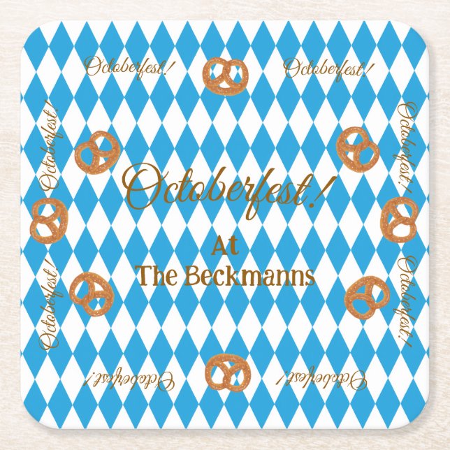 Blaubayerische Oktoberfestschwellen PERSONALISIERE Rechteckiger Pappuntersetzer (Vorderseite)
