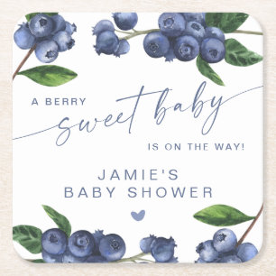 Blaubeer-Baby-Baby- Shower Rechteckiger Pappuntersetzer