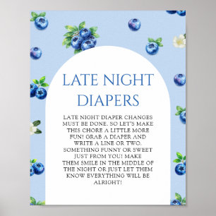 Blaubeer-Baby-Party Windeln für die späte Nacht Poster