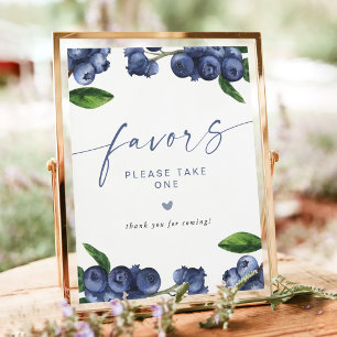 Blaubeer-Baby-Shower-Geschenke-Tischschild Poster