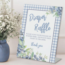 Blaubeer Blau Gingham Baby Shower Windelraffel