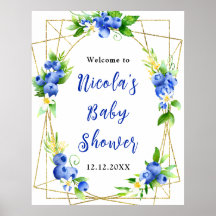 Blaubeer-Blumen-Baby-Shower-Willkommen