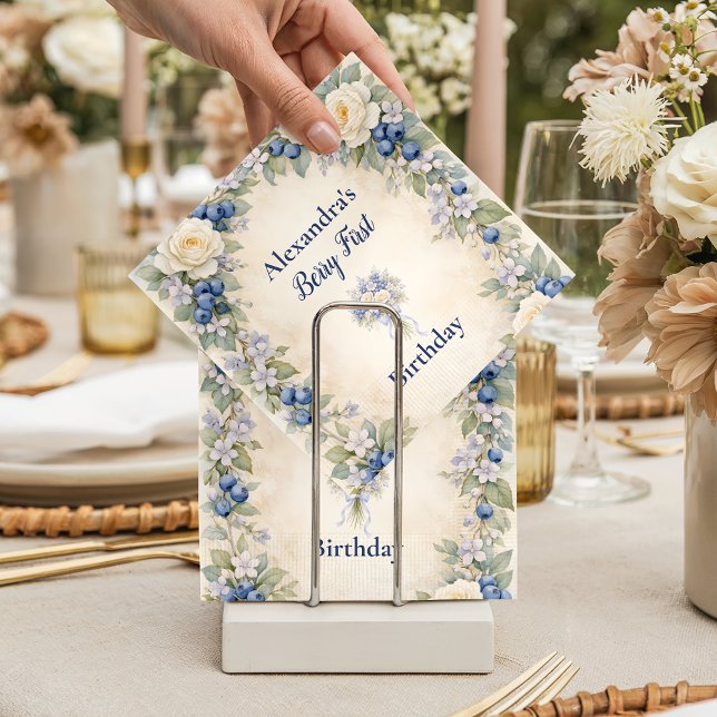 Blaubeer Botanisch 1. Geburtstag Serviette (Von Creator hochgeladen)