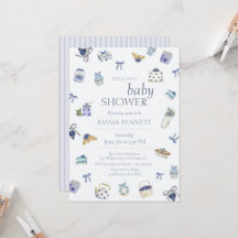 Blaubeer-Dessert-Baby-Shower-Wasserfarbe