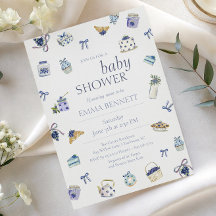 Blaubeer-Dessert-Baby-Shower-Wasserfarbe