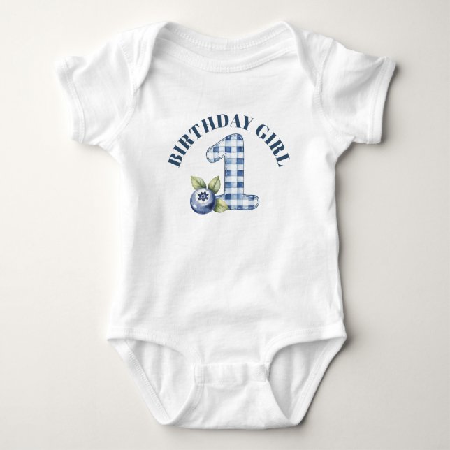 Blaubeer-Erstgeburtstag Baby Strampler (Vorderseite)