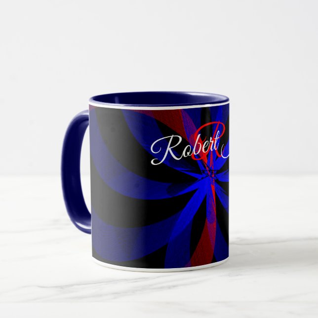 Blaubeer-Farbzentrum Geometrische Kaffeetasse (Vorderseite Links)