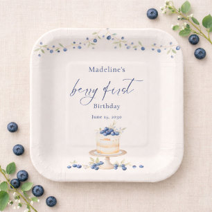 Blaubeer-Geburtstagstorte zum ersten Geburtstag Pappteller
