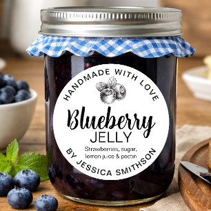 Blaubeer-Gelee-Marmelade-Homemade-Etikett BLUE01rd Runder Aufkleber