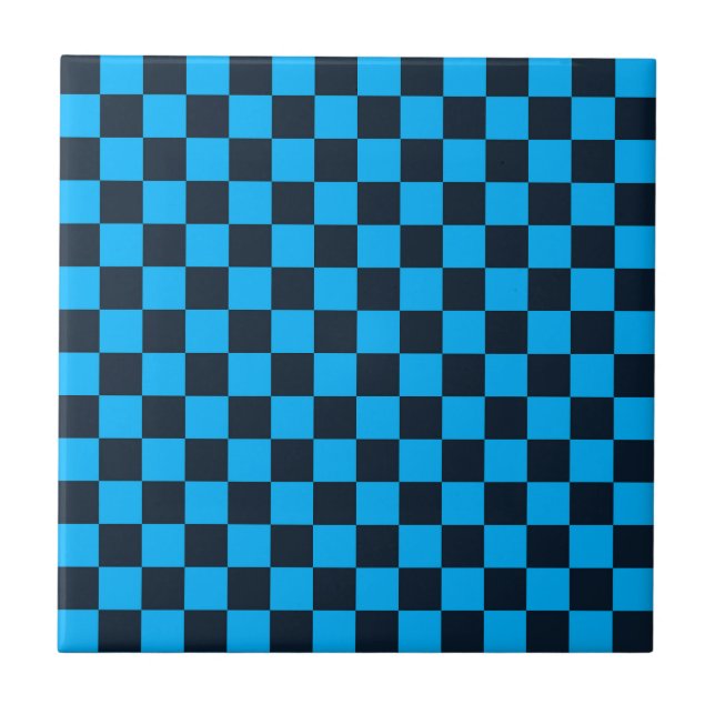 Blaubeer kariertes Muster Fliese (Vorderseite)