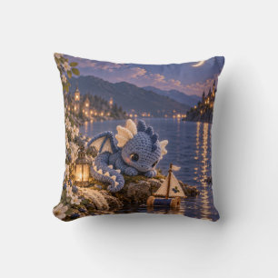 Blaubeer Strickdrache Mondlichtsee Segelboot Kissen