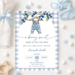 Blaubeer süßer Baby-Junge Baby-Party Einladung
