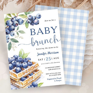 Blaubeer-Waffel-Baby-Brunch-Junge-Baby-Party Einladung